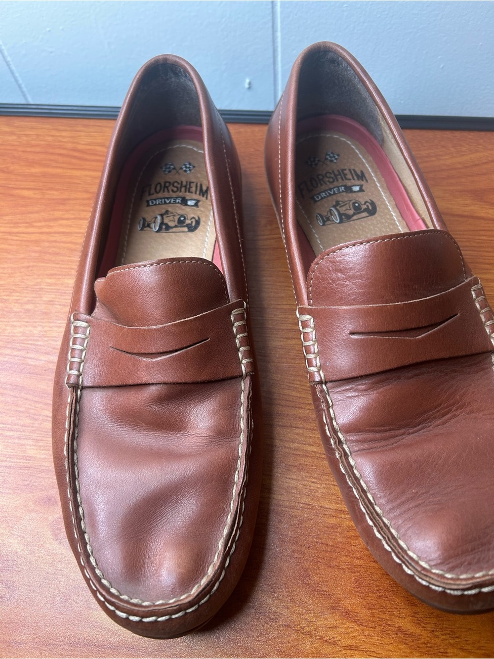 Florsheim Men’s Size 9 Driving Shoes Leather Brown Slip On Loafers